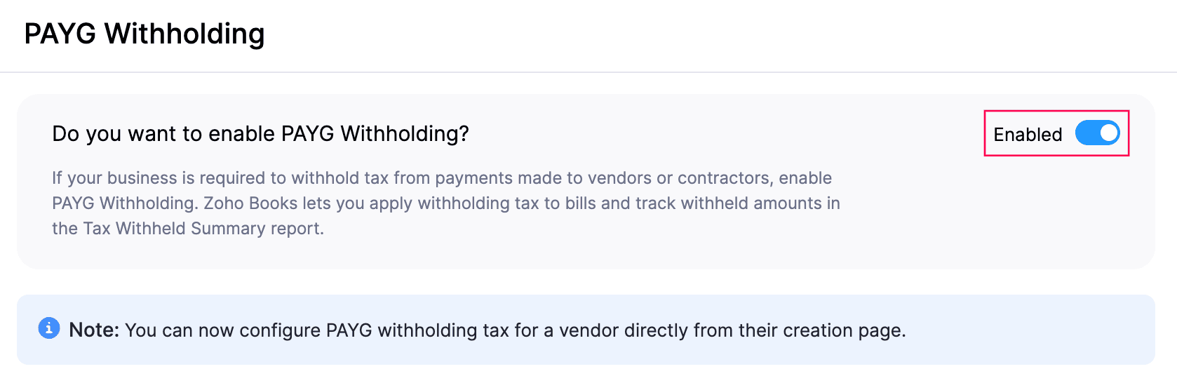 Enable PAYG Withholding