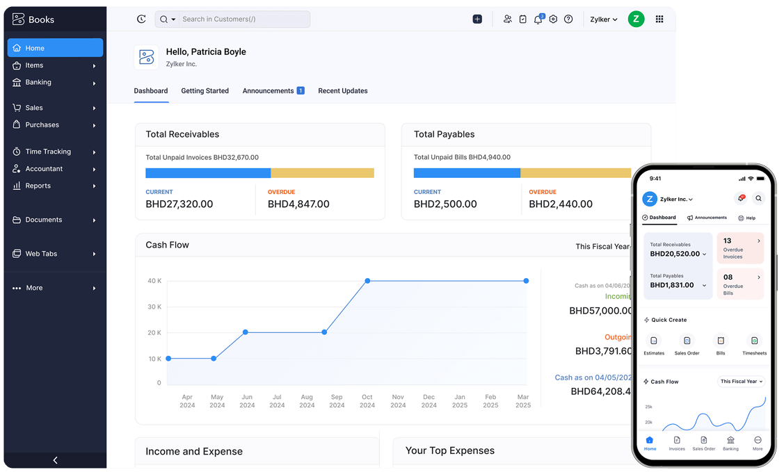 Dashboard - Online Accounting Software | Zoho Books