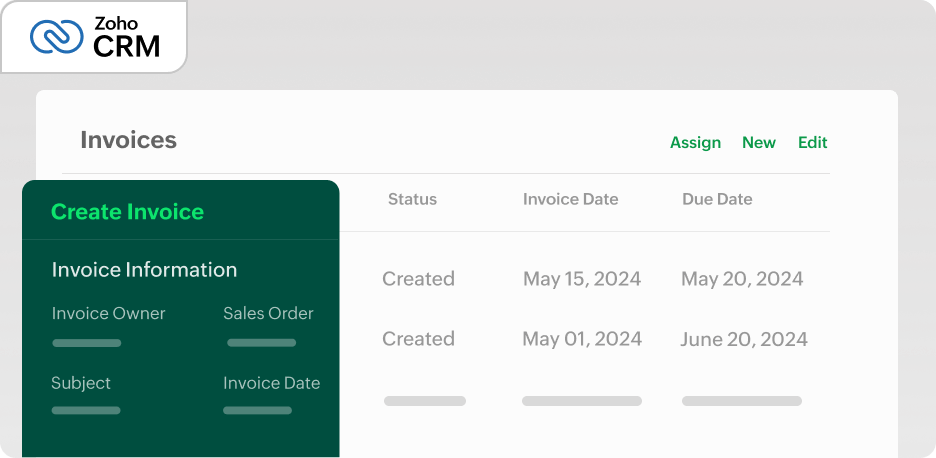 Create invoices from Zoho CRM. | Zoho Billing