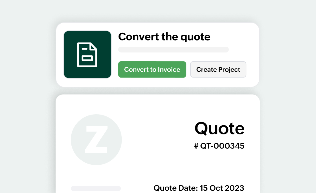 Preview of quote to invoice process | Zoho Billing