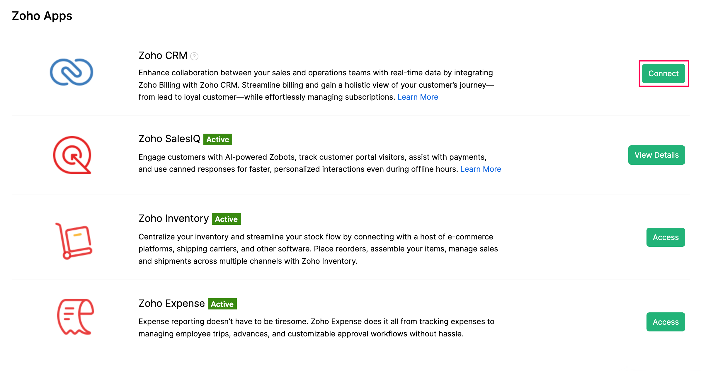 Connect Zoho CRM