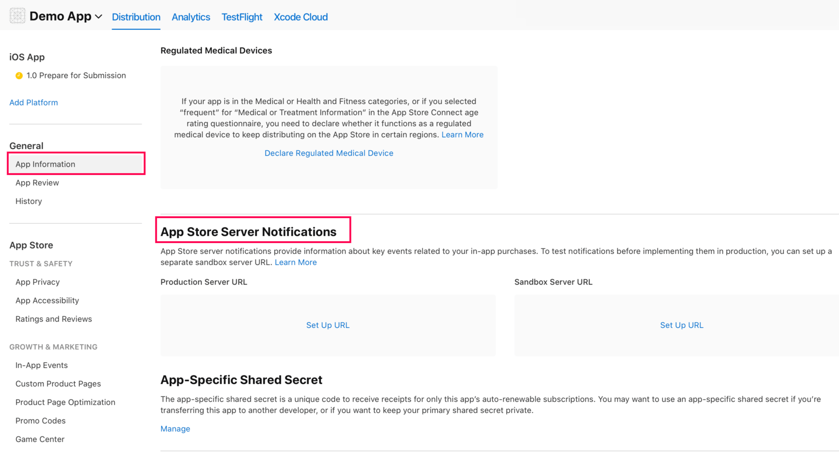 App Store Server Notifications section