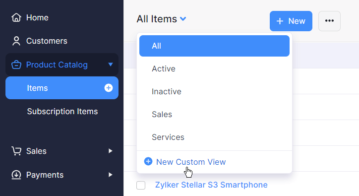 New Custom View Filter