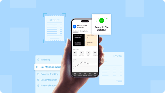 Illustration of mobile accounting for managing GST/HST on the go.