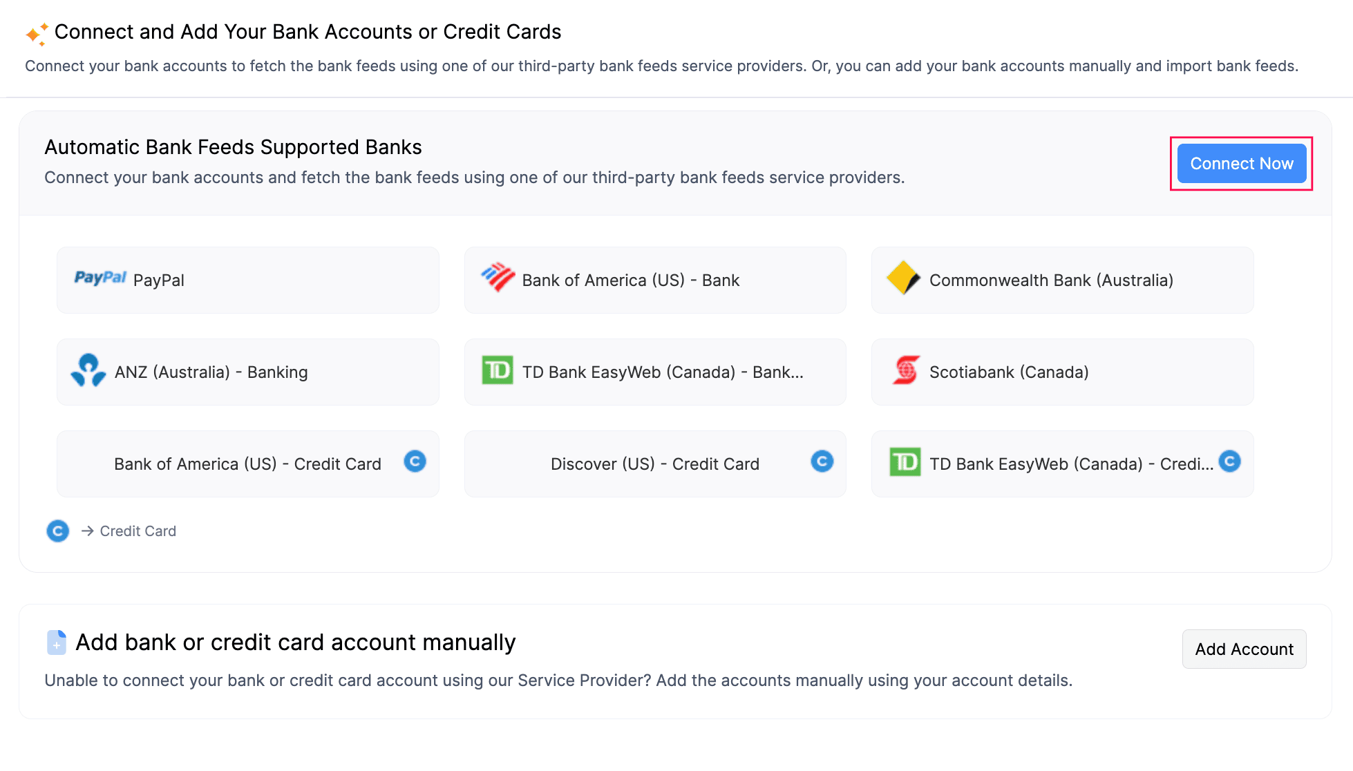 Add Accounts That Support Automatic Bank Feeds