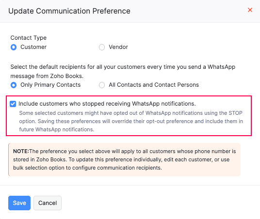 Update Communication Preference