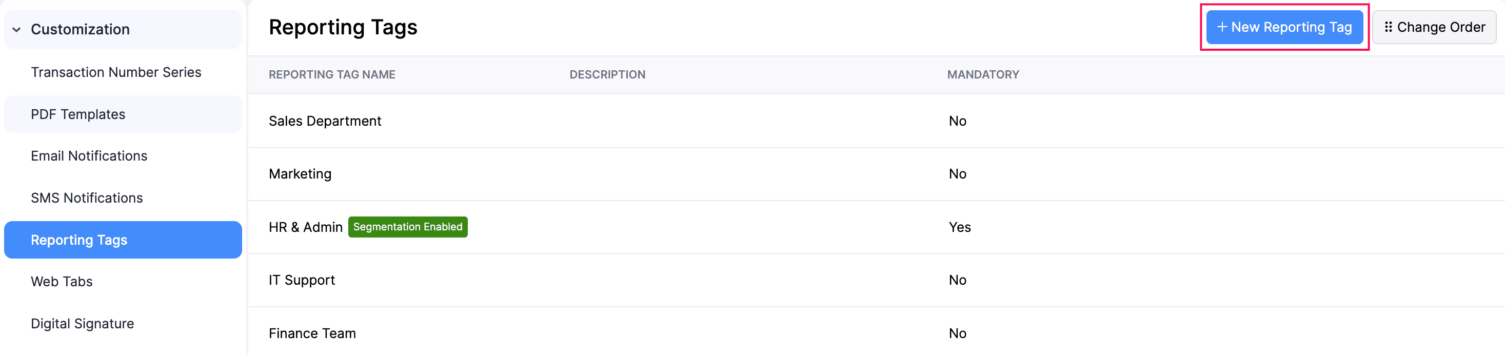 Create Reporting Tags