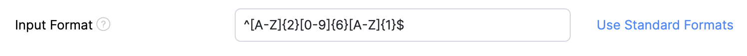 An image of a custom field with the a custom input format