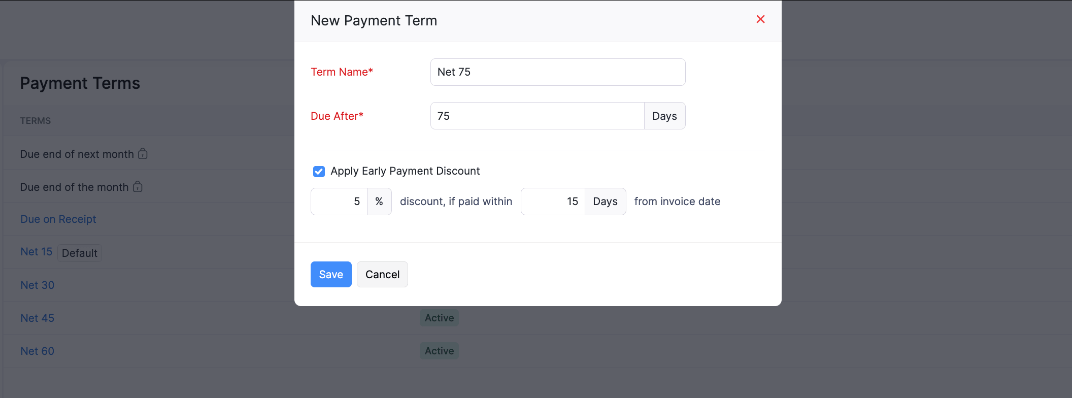 New Payment Term