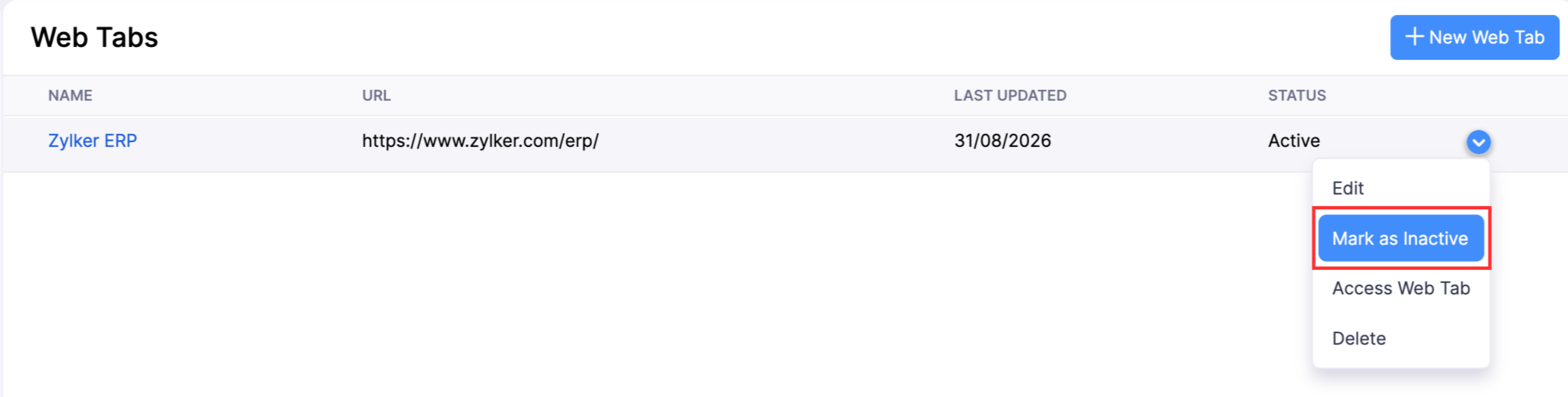 Mark Web Tab as Inactive