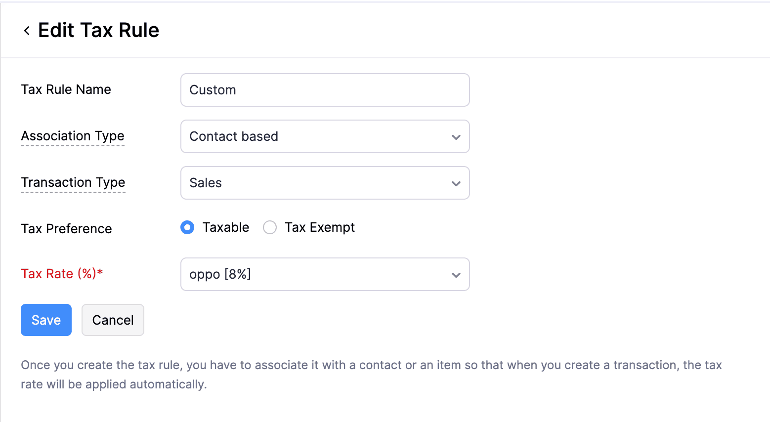 Edit Tax Rules