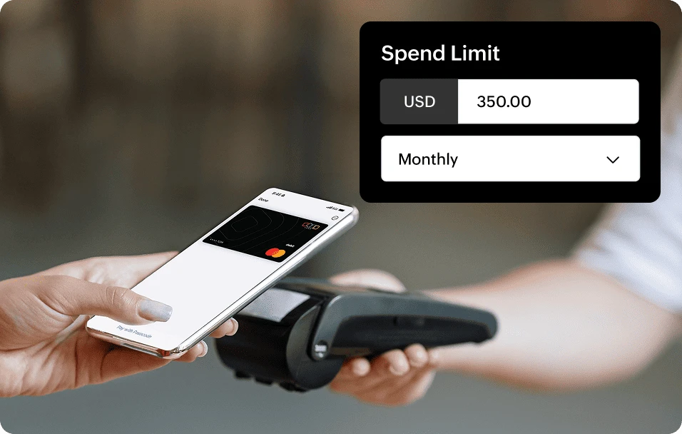 Zoho card spend limit configurations interface showing options to set spending amounts and frequency controls based on company policies