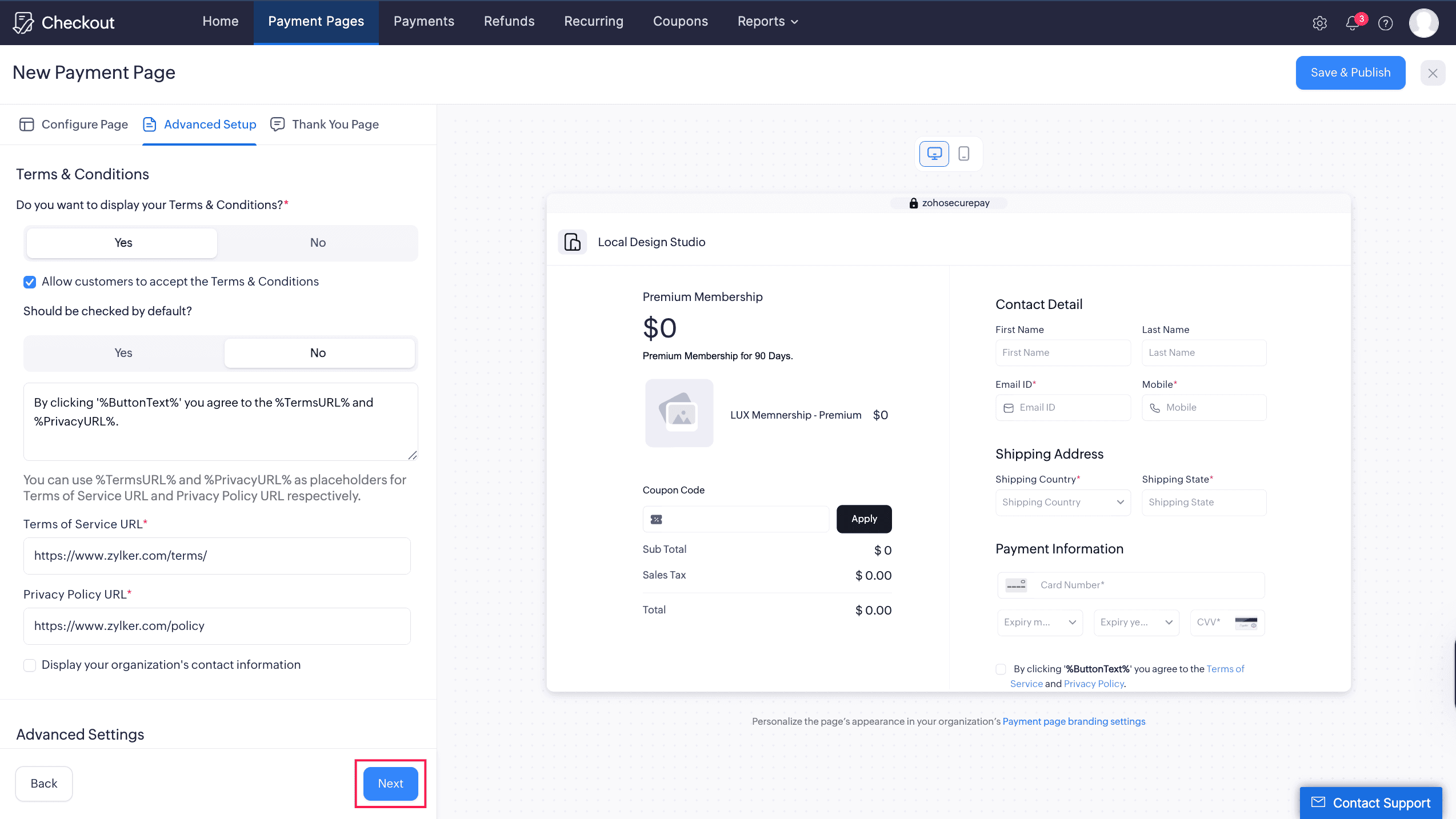 Share Payment Page