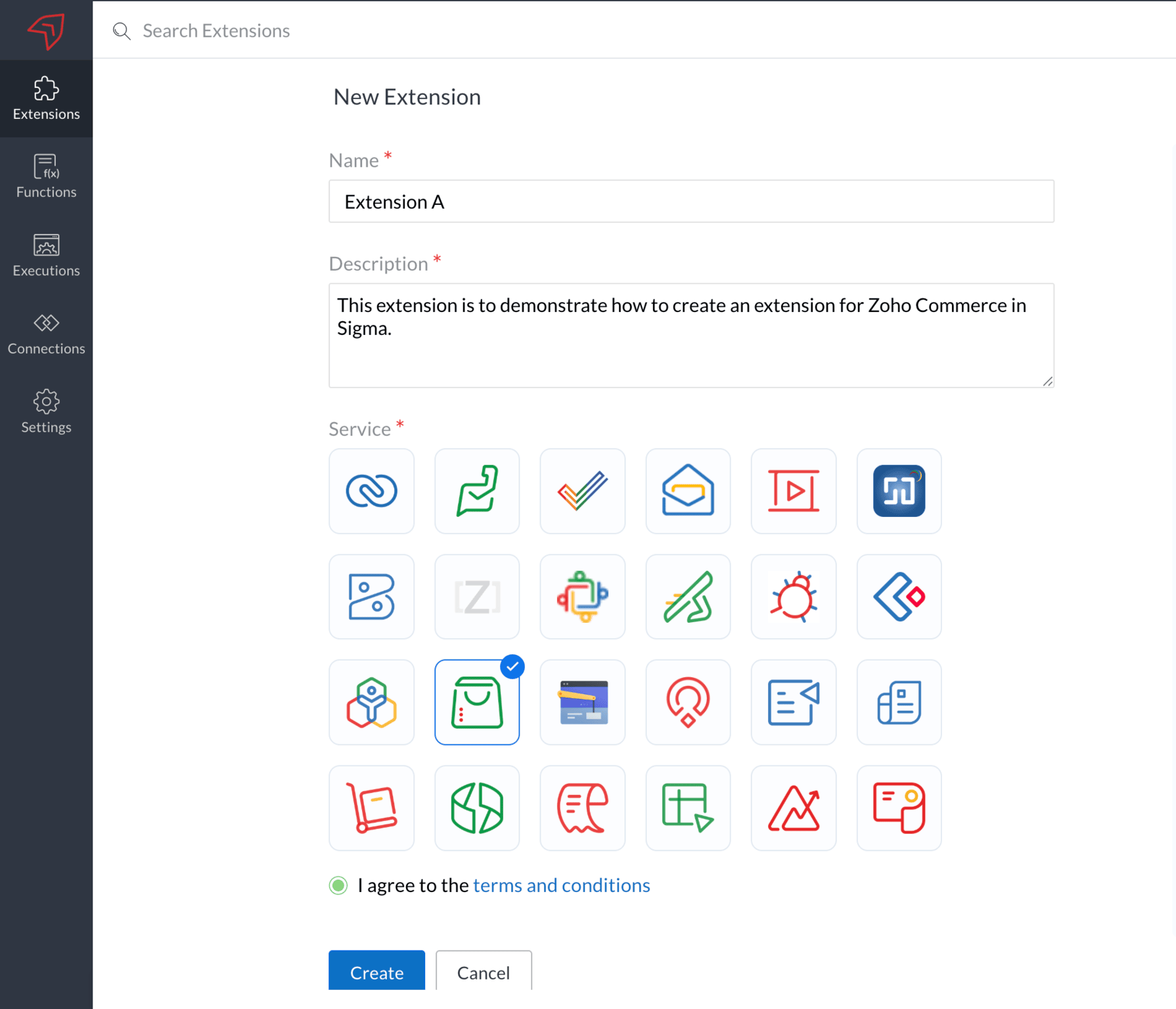 Enter the extension's details