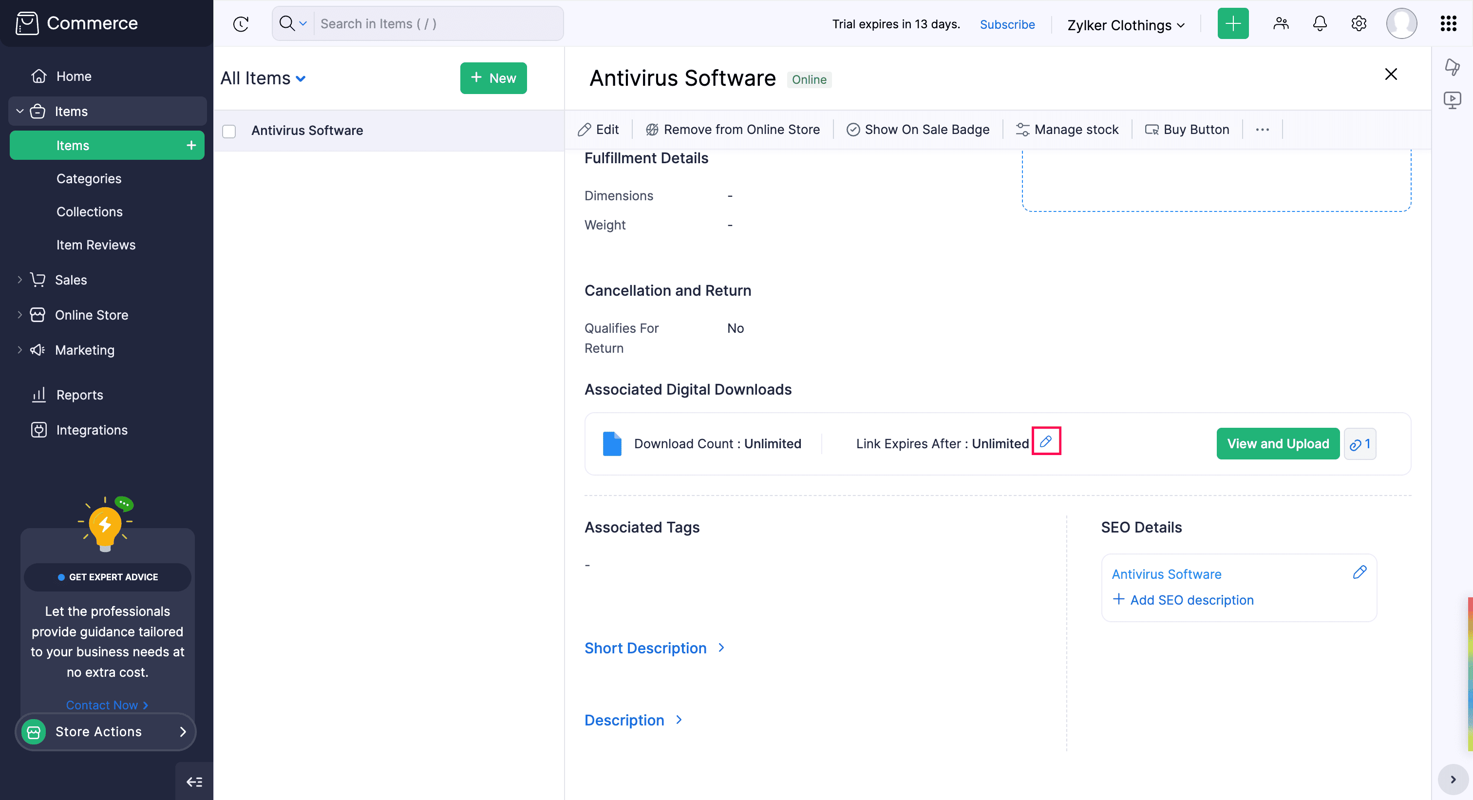 Edit Download Details