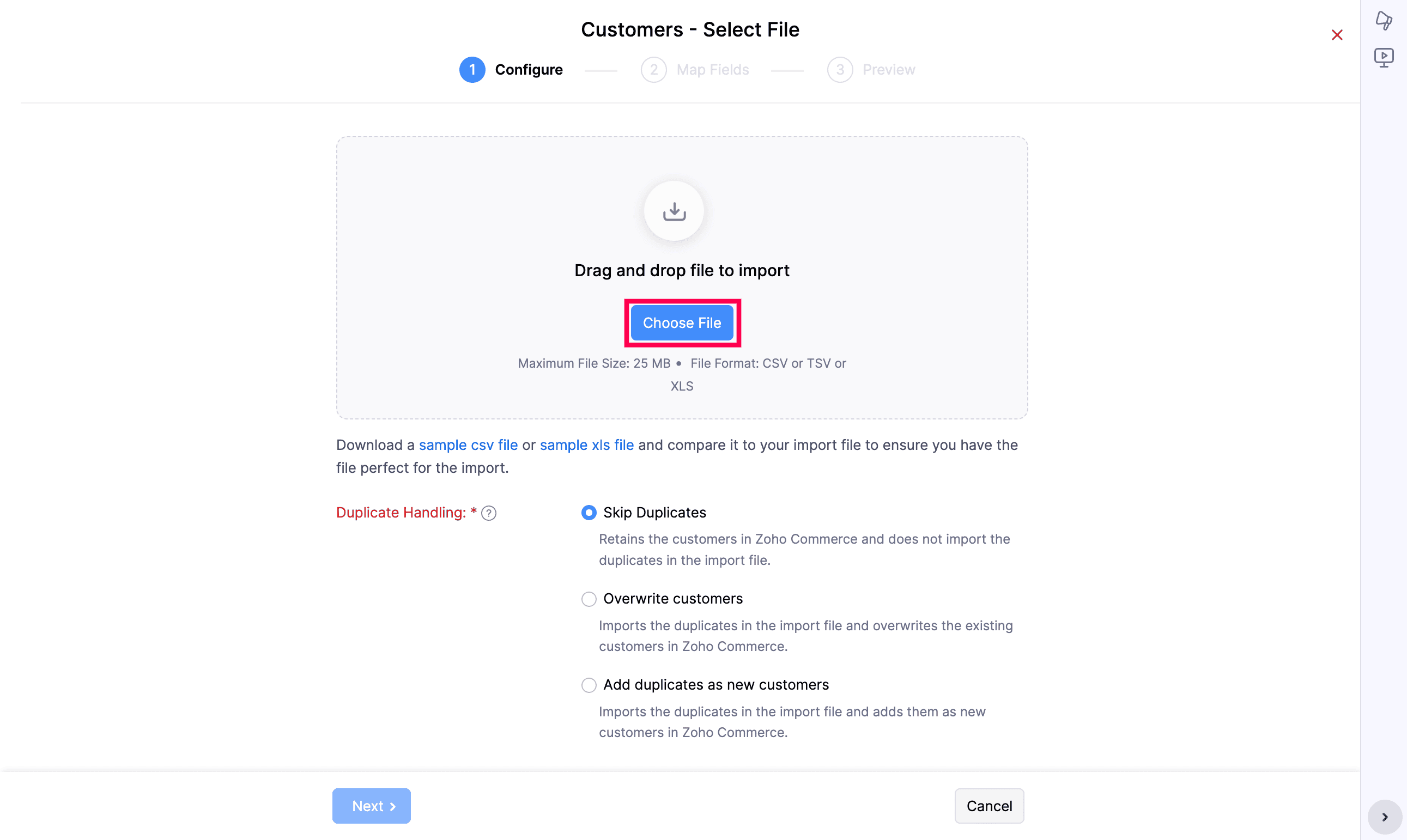 Configure Customers File