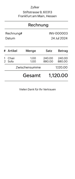 Retail invoice template