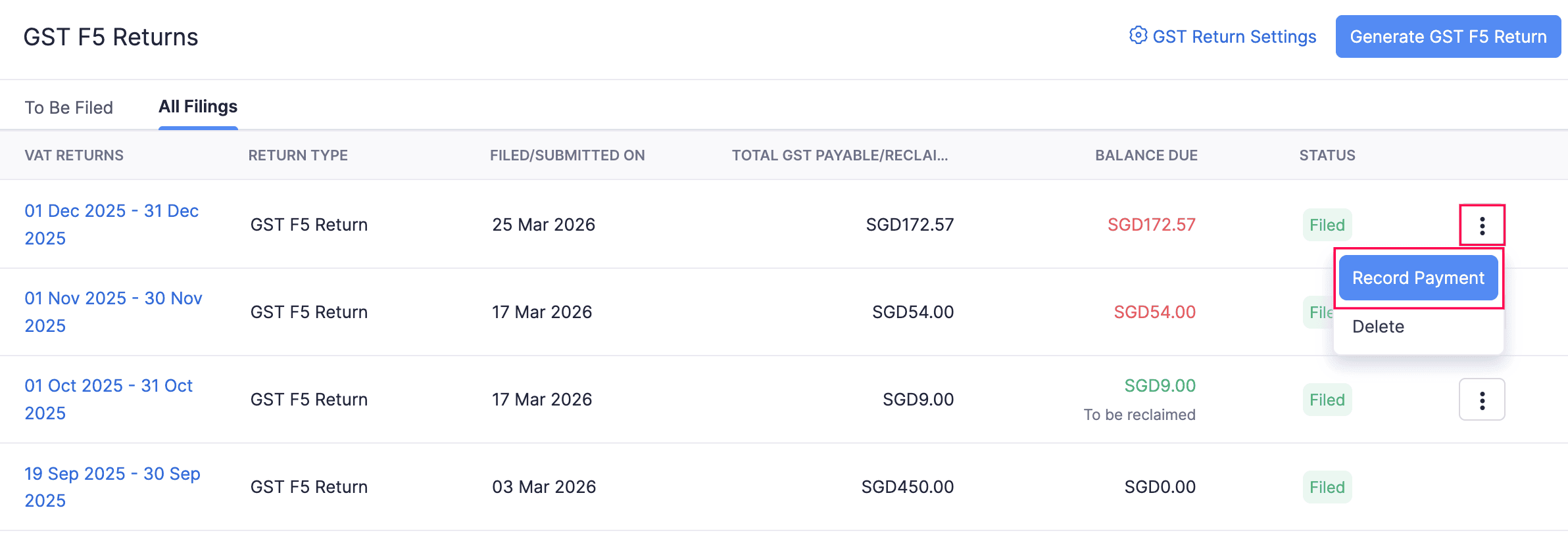 Record Payment