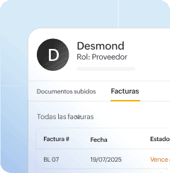 Portal para proveedores mostrado en un dispositivo móvil.