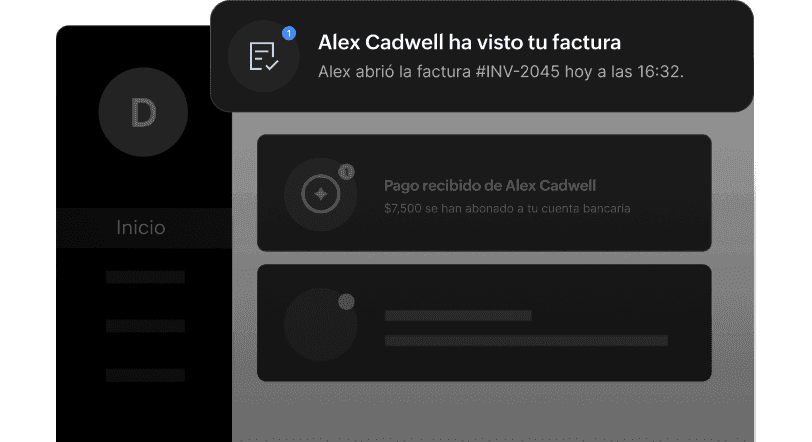 Notificaciones del portal sobre pagos, documentos y mensajes del proveedor.
