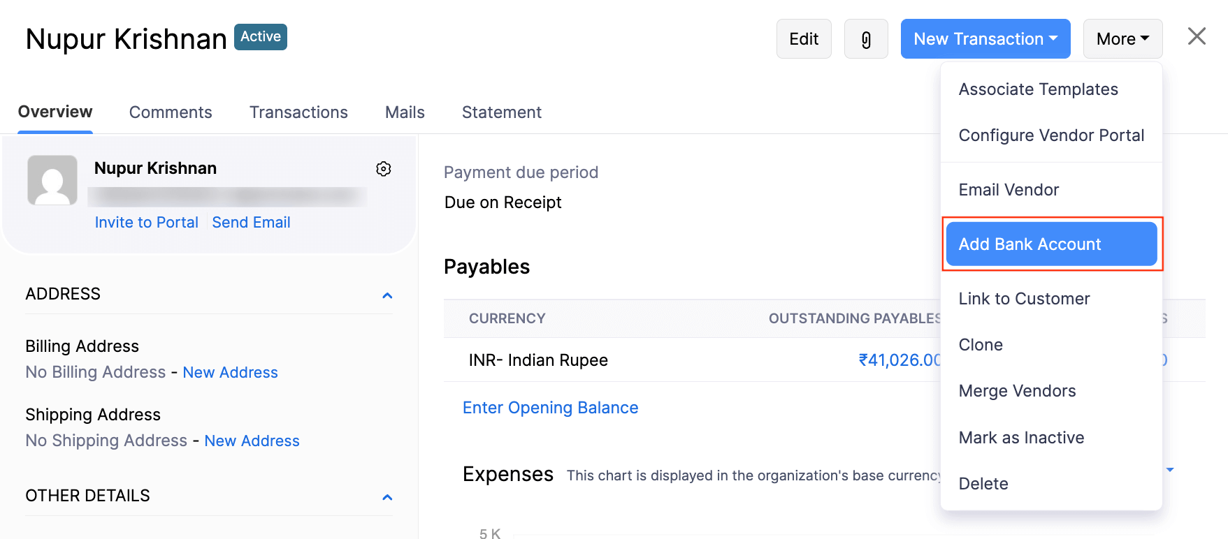 Add Bank Account Details