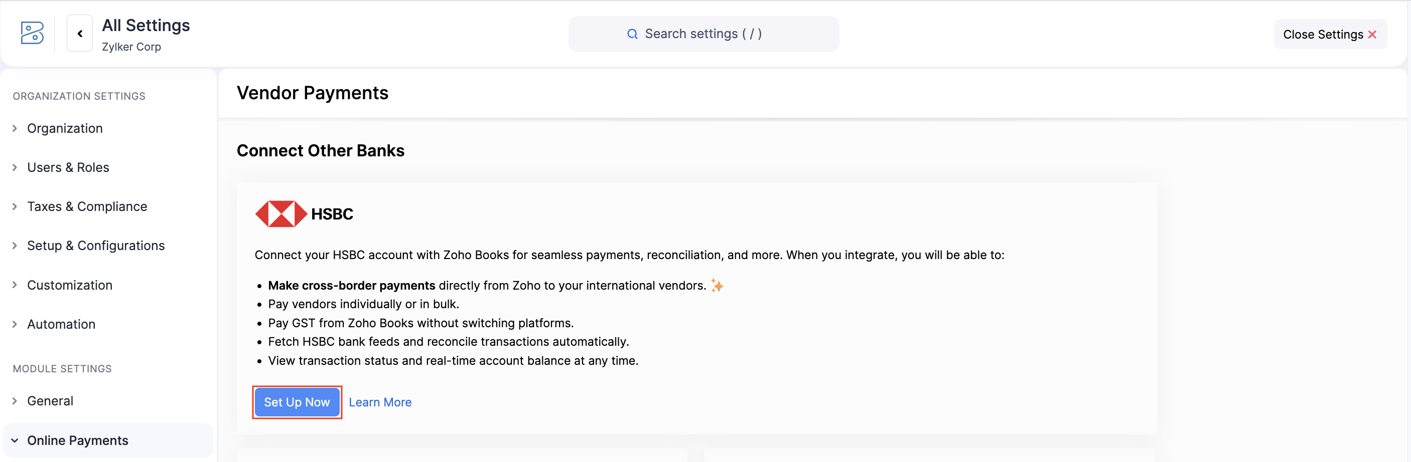 Set up HSBC Integration