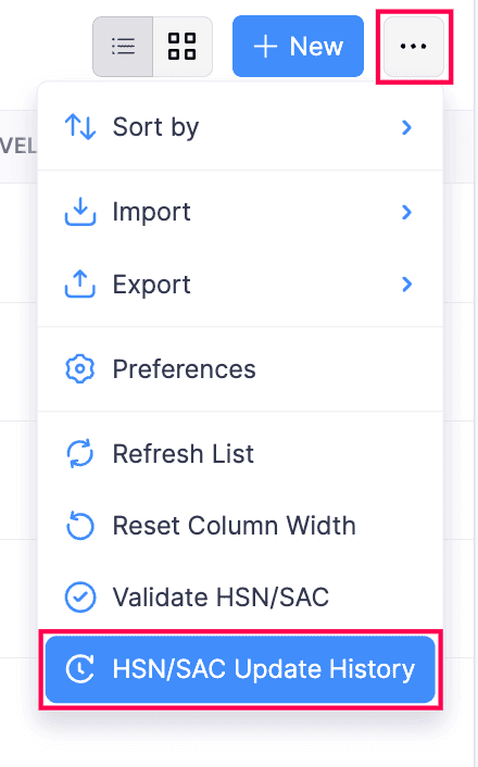 HSN/SAC Update History