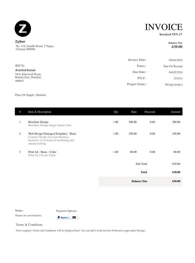 freelance invoice template