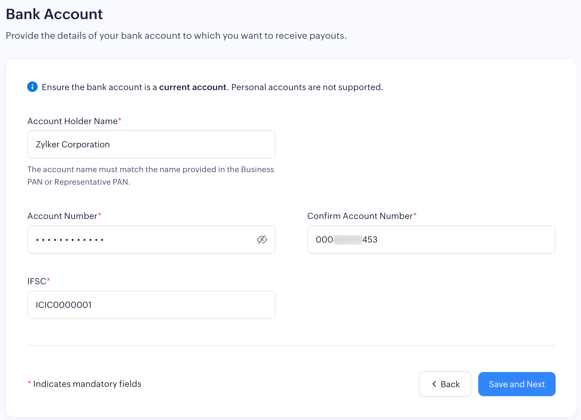 Add your bank details