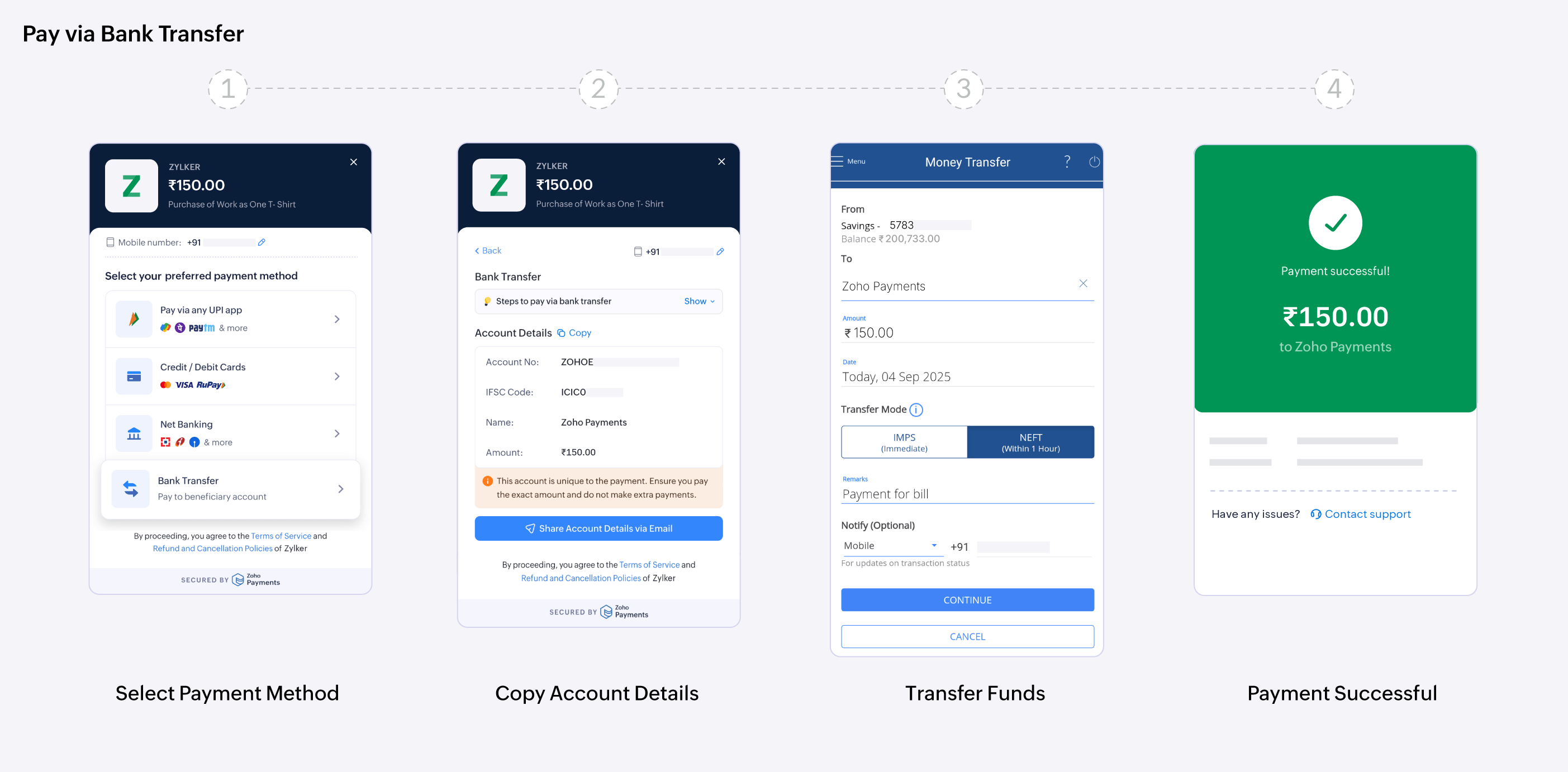 Pay via Bank Transfer