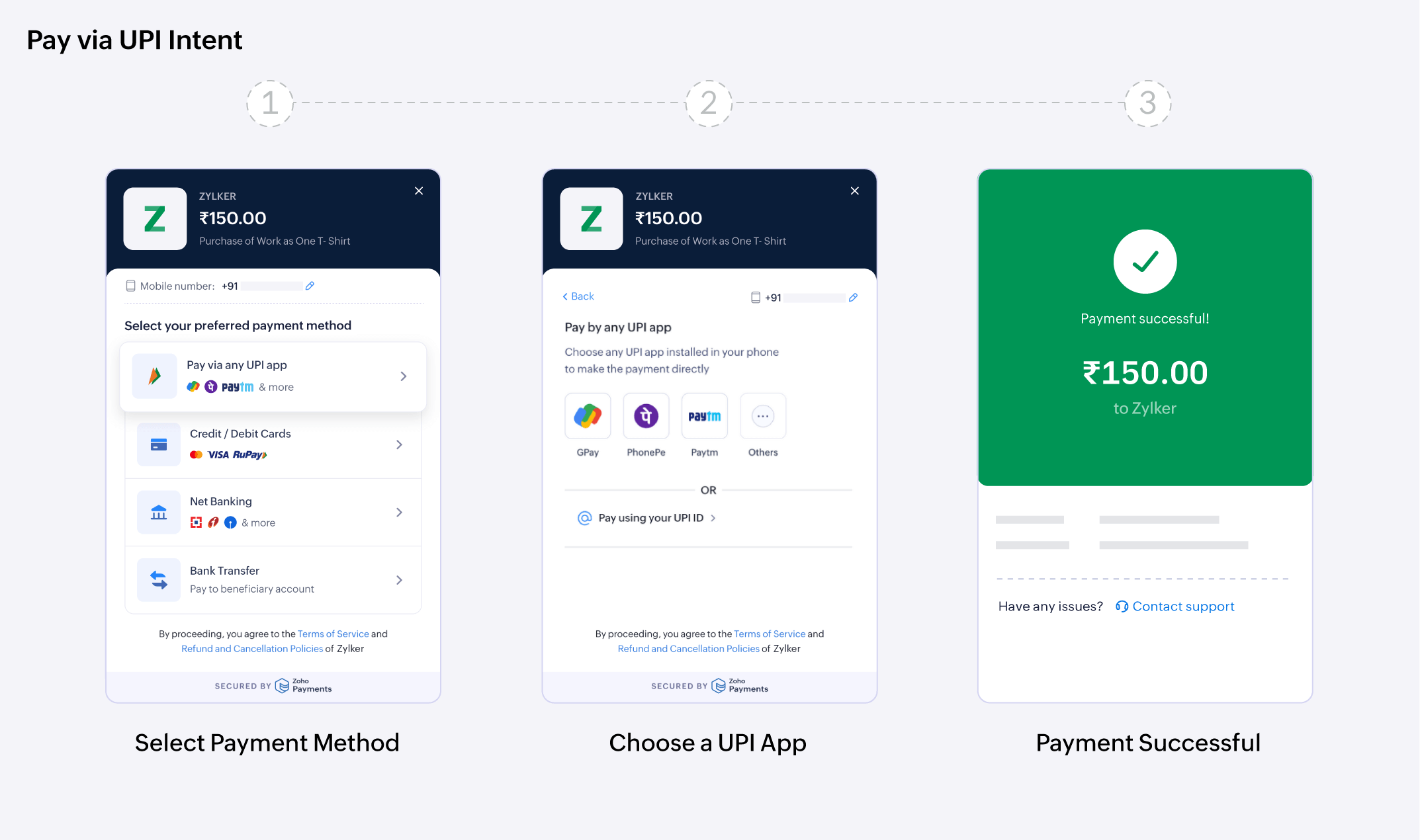 Pay via UPI Intent
