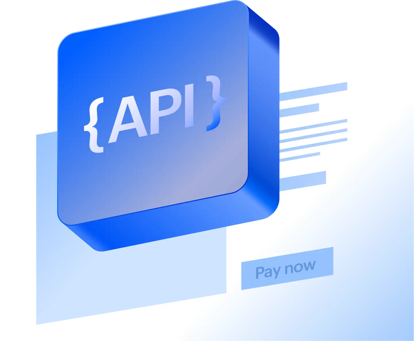 API module connected to a Pay now request, illustrating recurring payment APIs