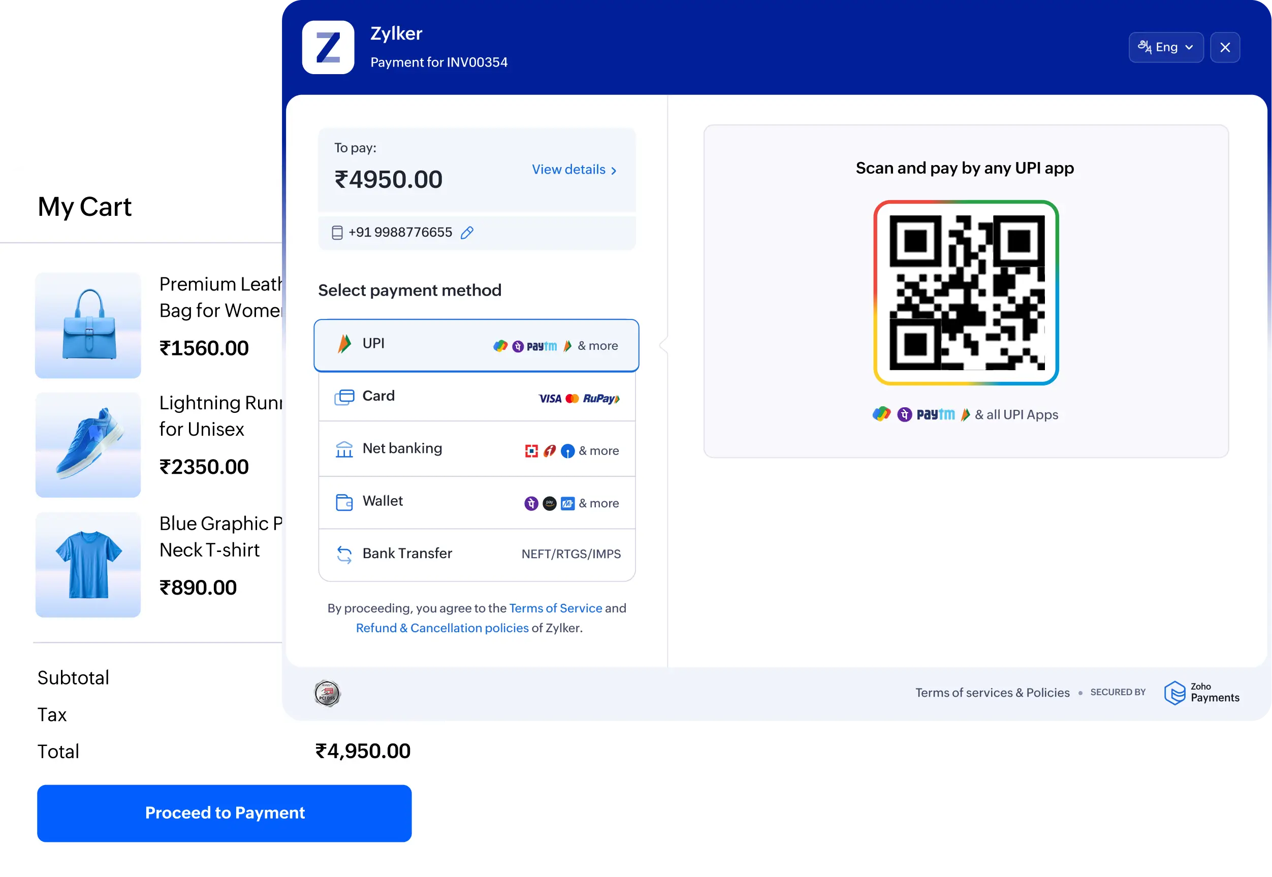 Payouts dashboard showing payment collection details with transaction amounts, status and bank information