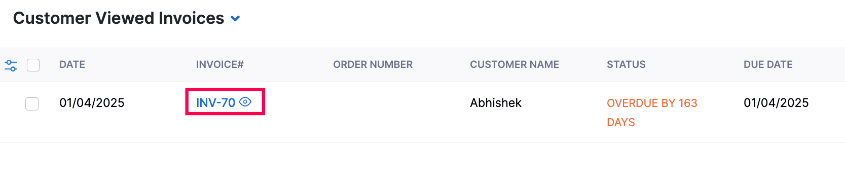 Customer viewing an invoice