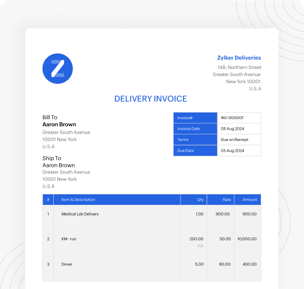 Delivery invoice template