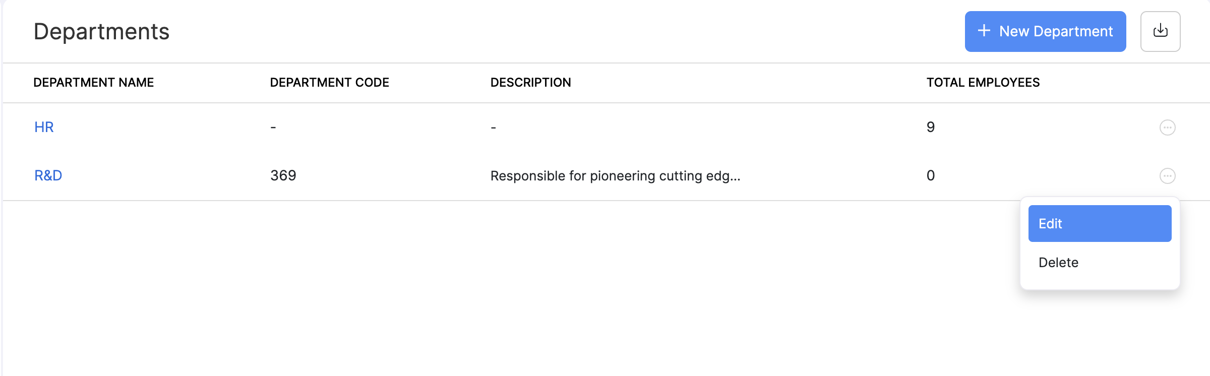 Departments and Designations