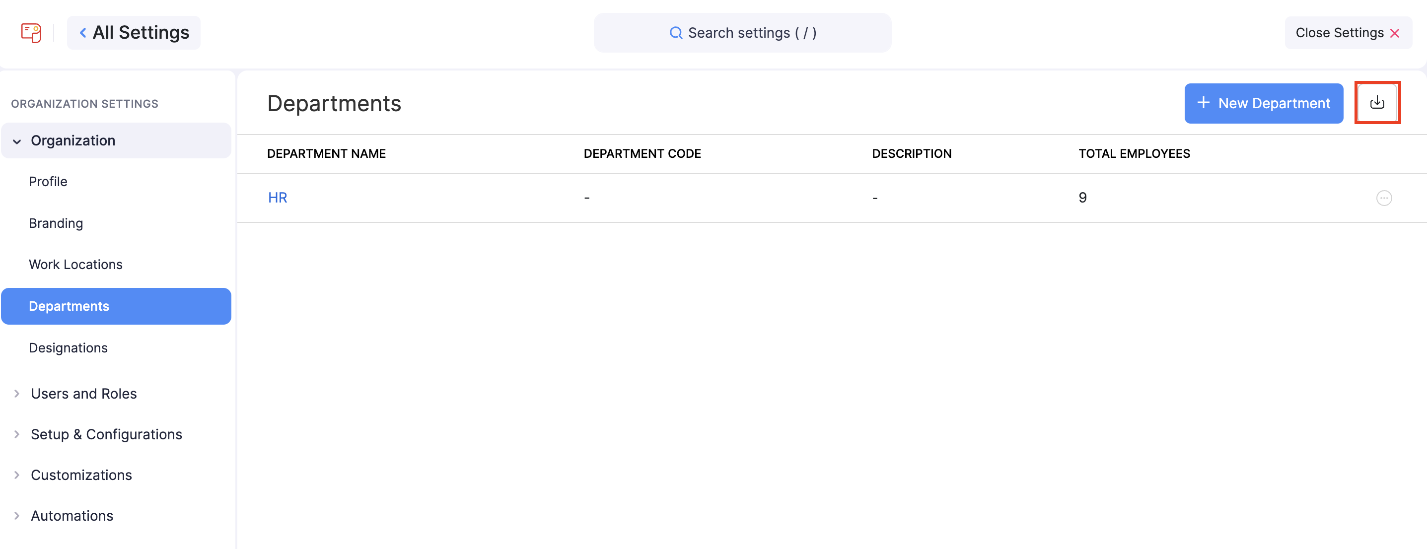 Departments and Designations