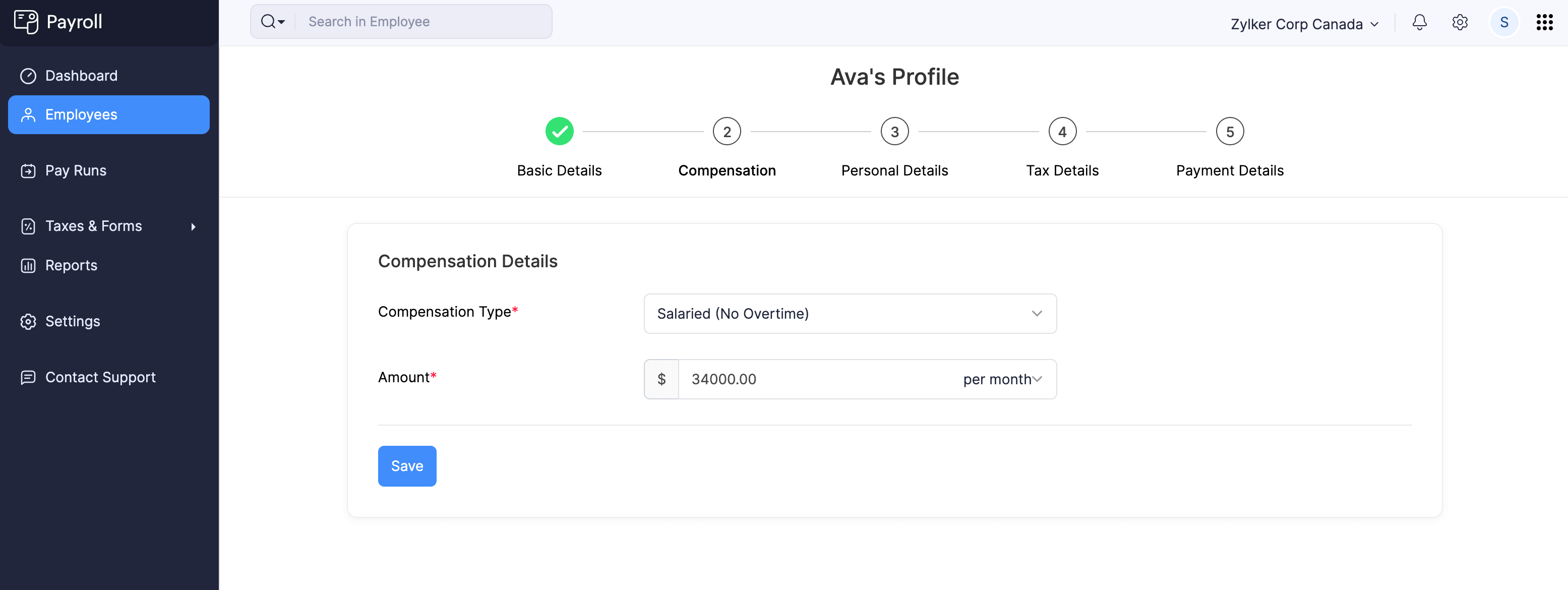 Provide Employee&rsquo;s Compensation Details