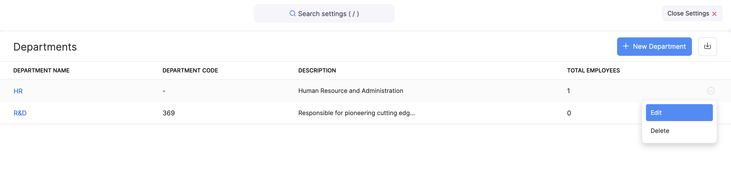 Departments and Designations