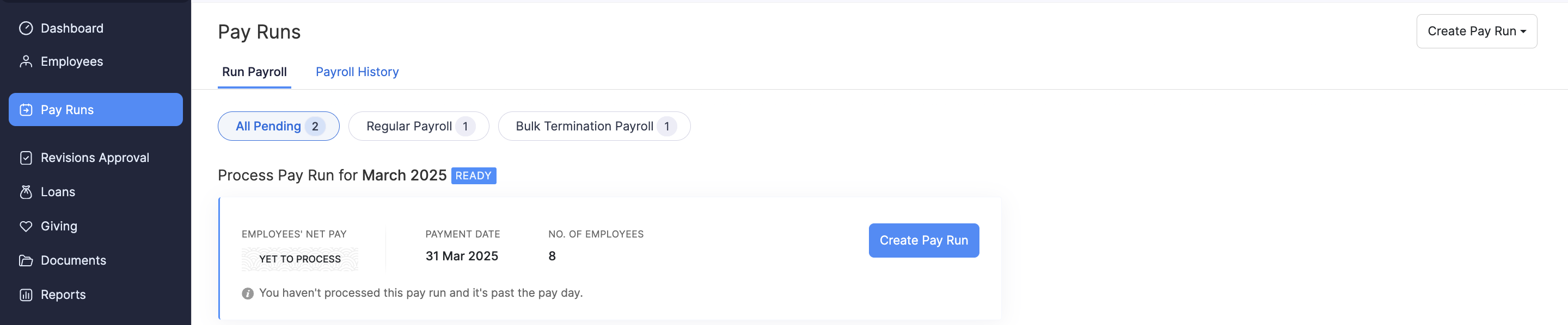 Create Pay Run