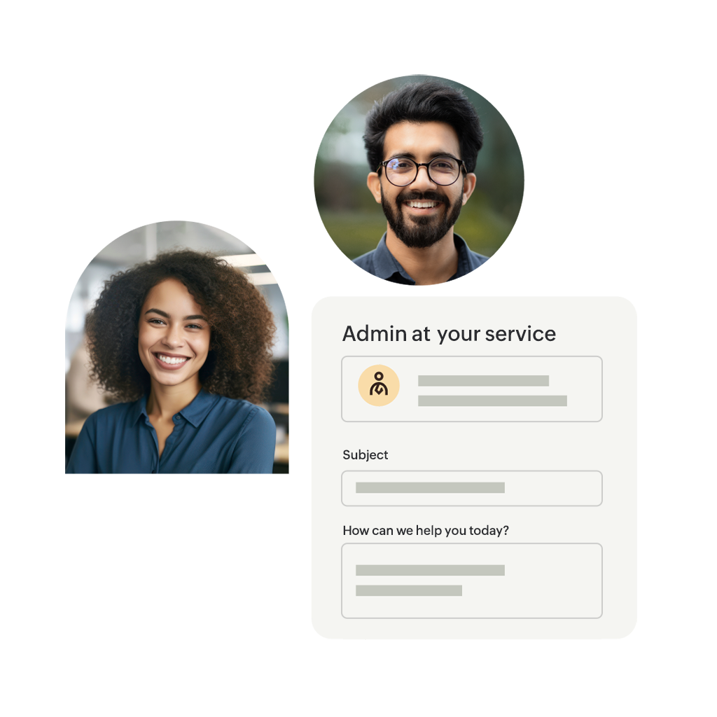 Image depicting the contact admin feature in Zoho Payroll