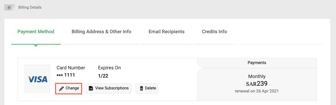 Change Payment