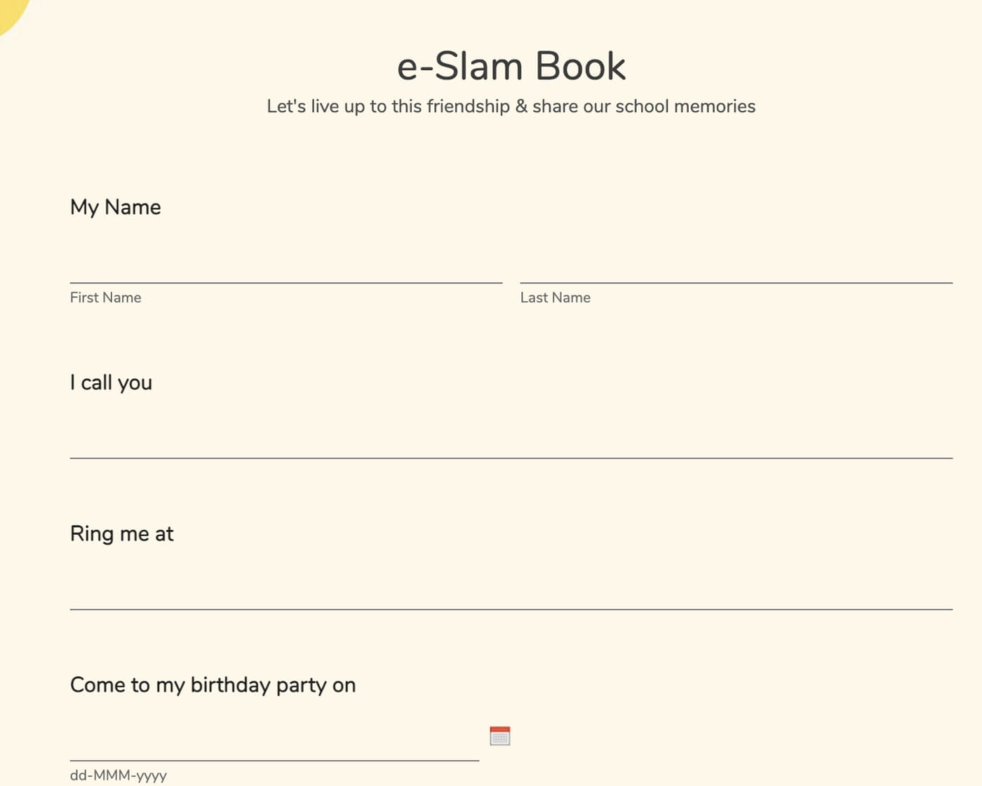 Education form templates