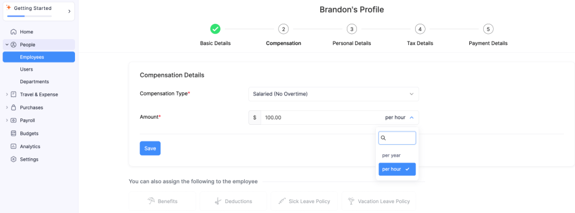 Add Compensation for Employee