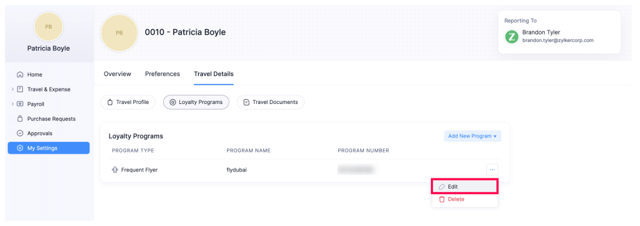 Edit Loyalty Program