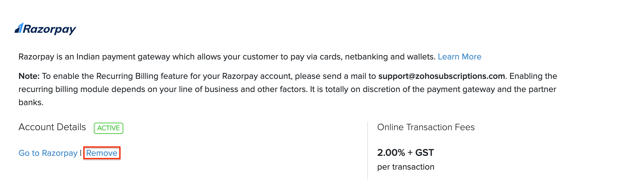 Razorpay Remove