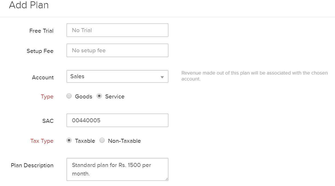 New plan form