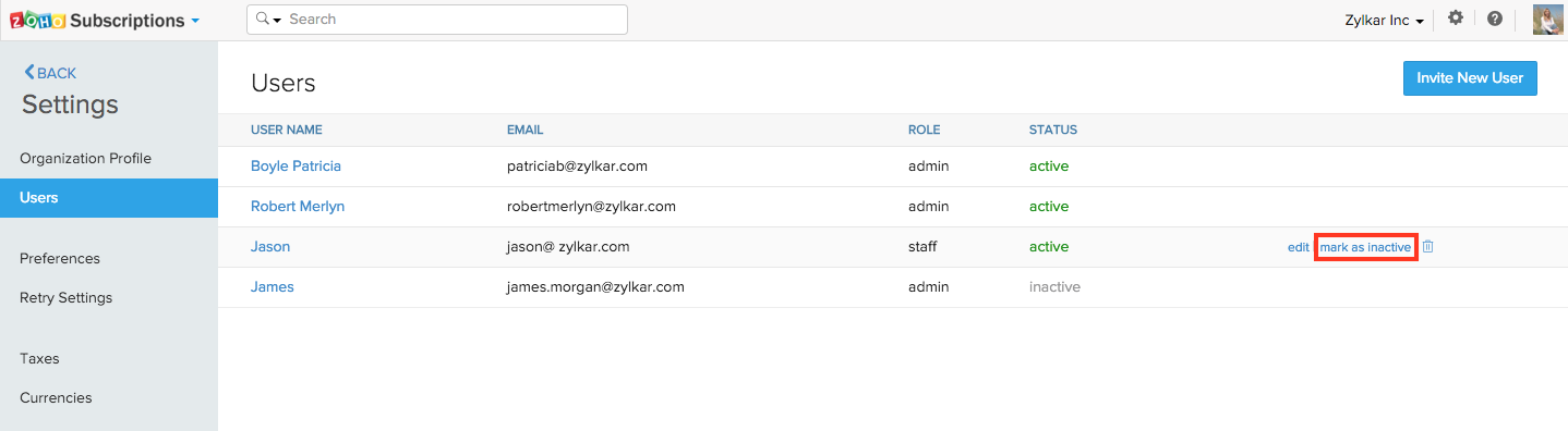 changing user’s status