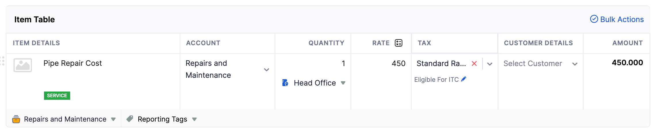 Bill Item Table