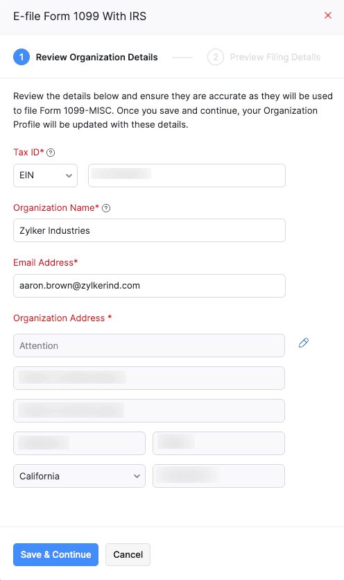 Review Organization Details